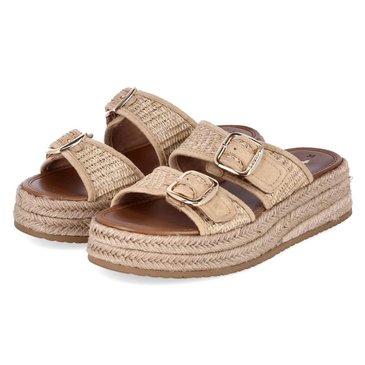Espadrille-Pantoletten Beige