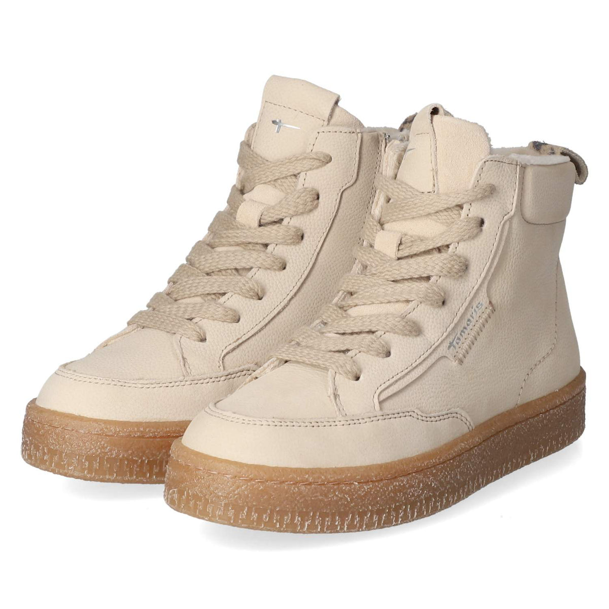 Schnürstiefeletten Beige