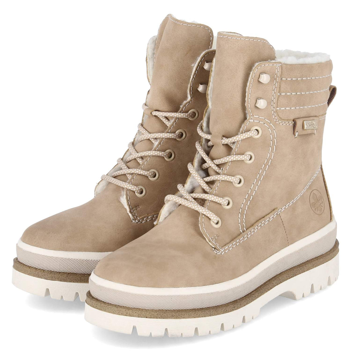 Schnürtsiefeletten  Beige
