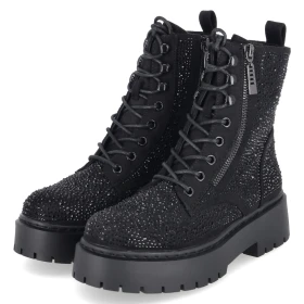 Schnürboots - black micro/stones