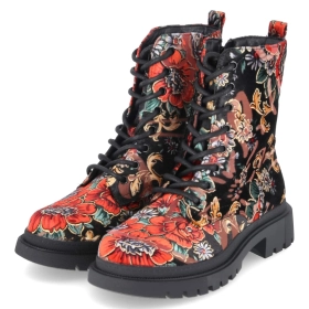 Boots - Velvet Black-Red Boots - Velvet Black-Red