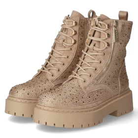 Schnürstiefeletten - beige micro/ stones Schnürstiefeletten - beige micro/ stones