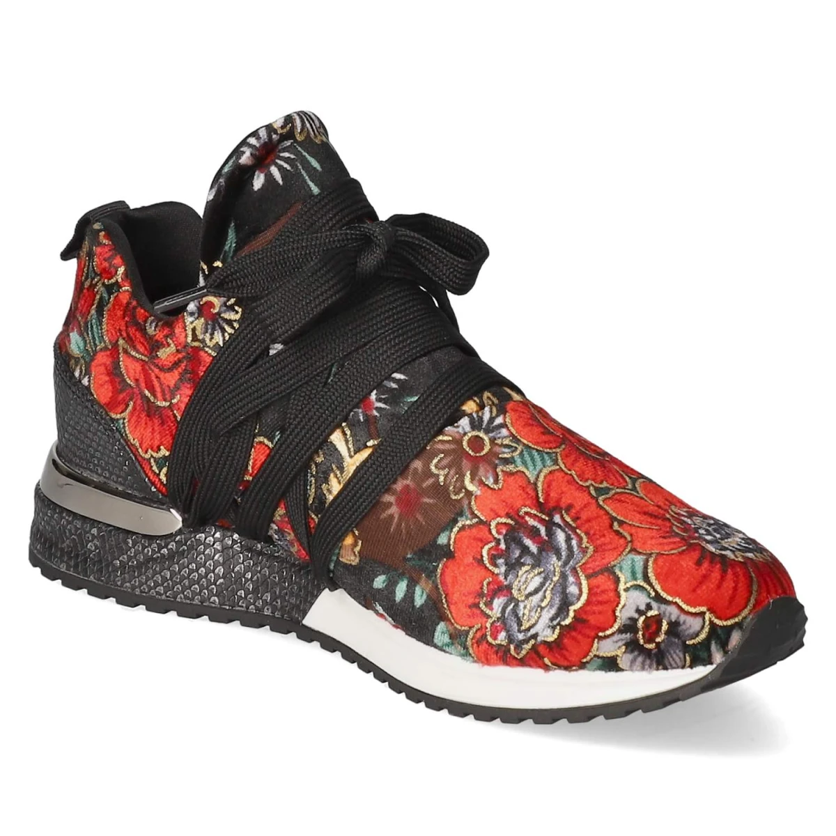 Low Sneaker - Velvet Black / Red Flower