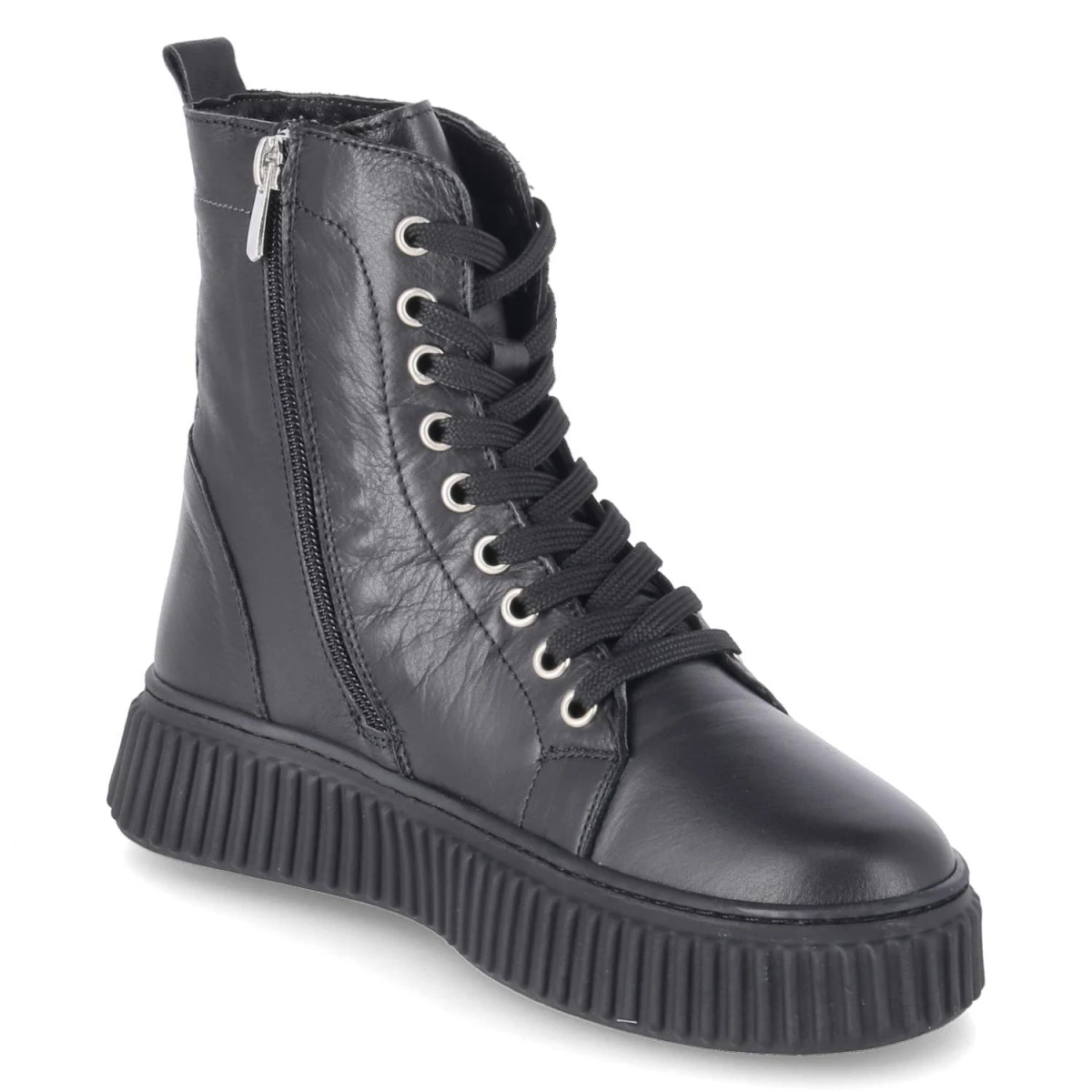 Schnürstiefeletten - schwarz