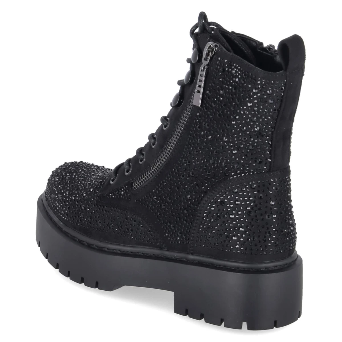 Schnürboots - black micro/stones