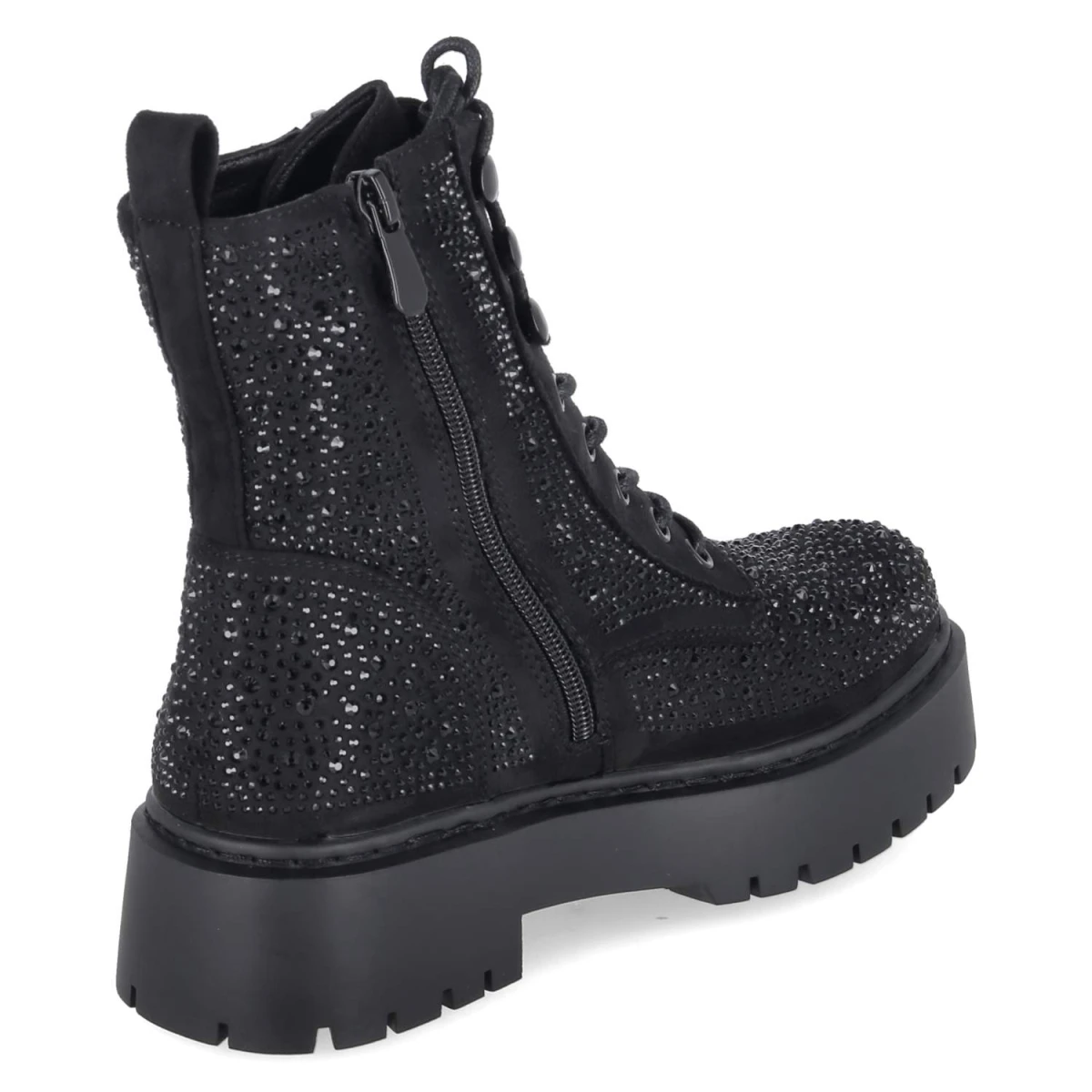 Schnürboots - black micro/stones