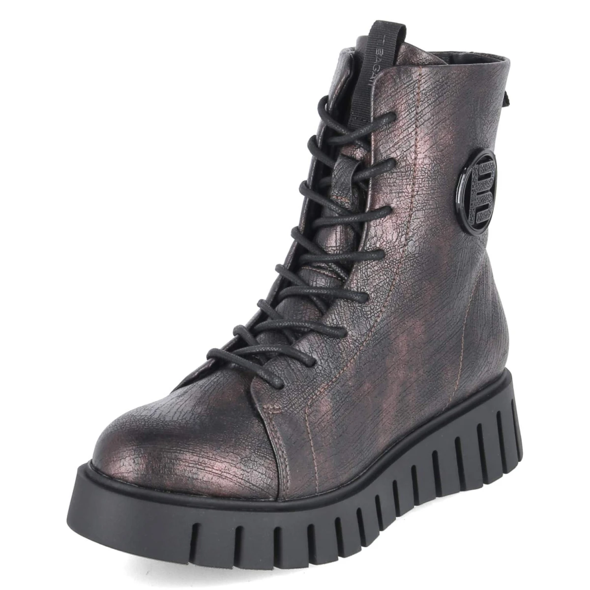 Schnürboots - black / dark red