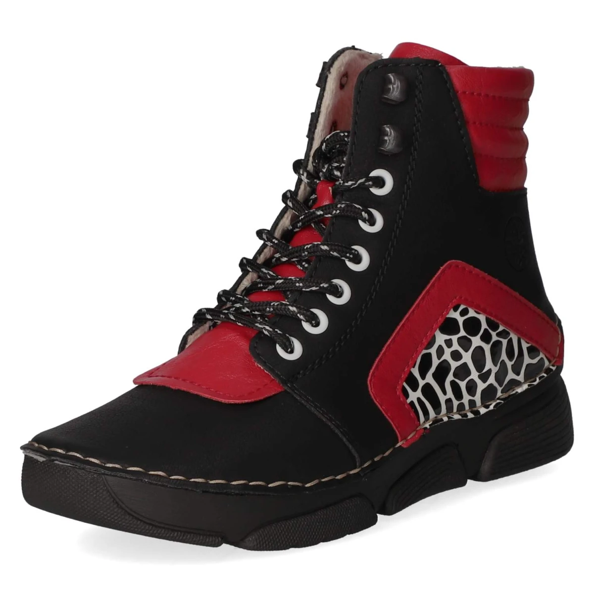 Schnürstiefeletten - Schwarz Kombi