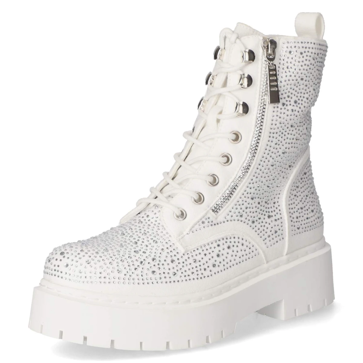 Schnürstiefeletten - white micro/ stones