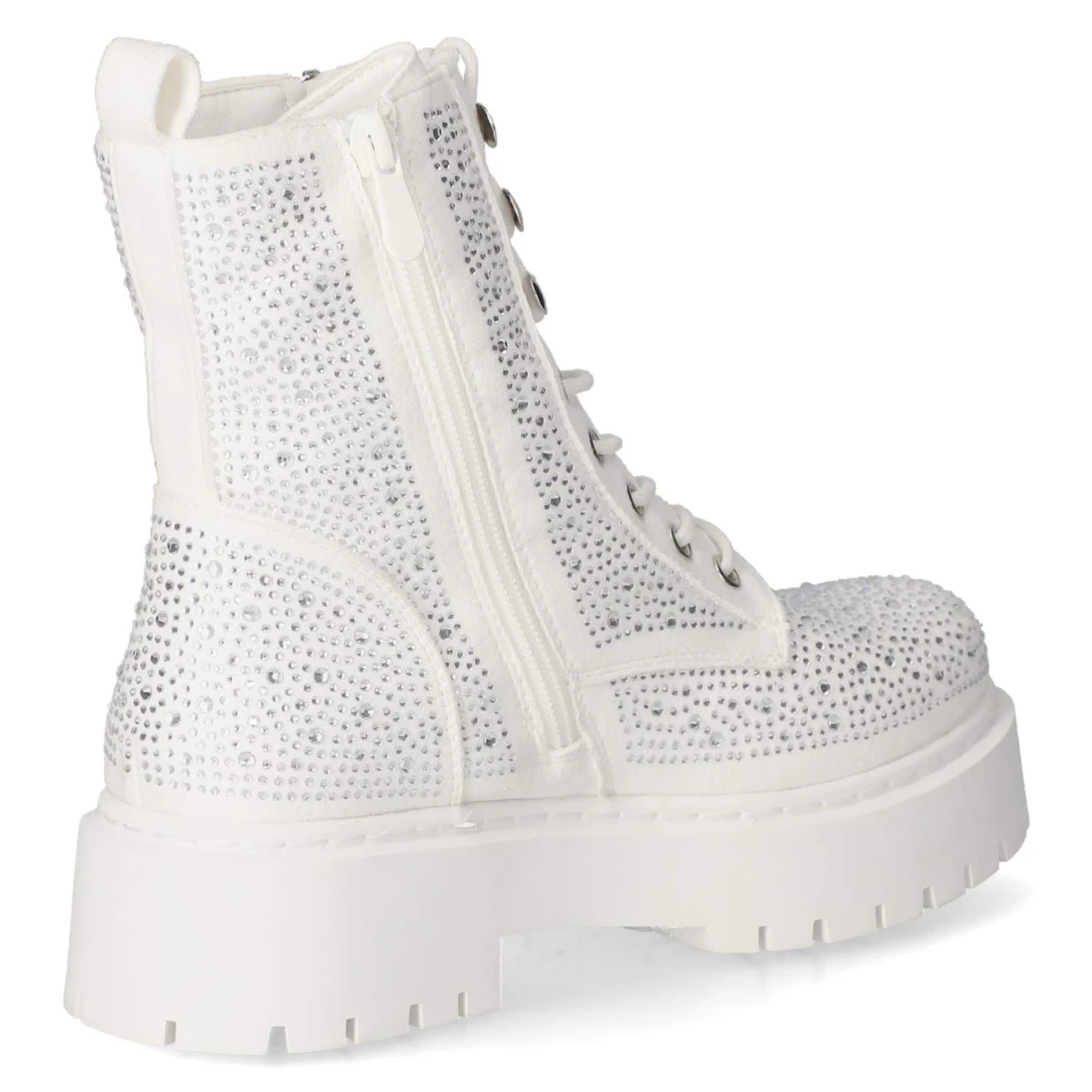 Schnürstiefeletten - white micro/ stones