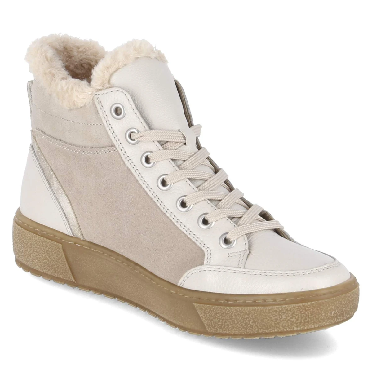 Schnürstiefeletten - weiss kombi