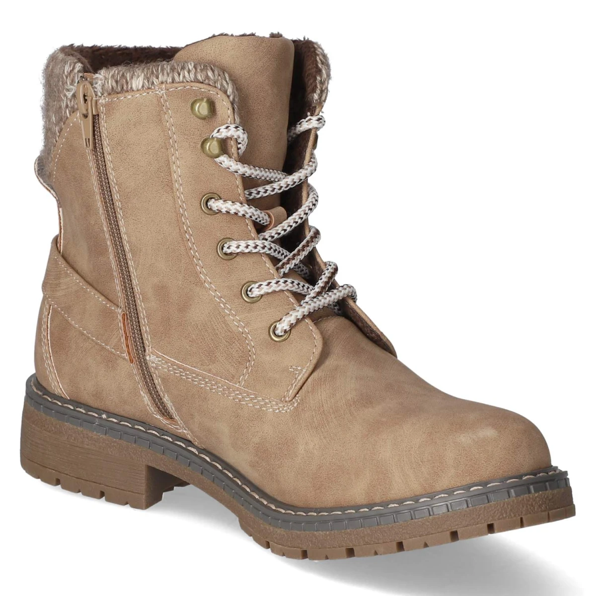 Schnürstiefeletten - taupe