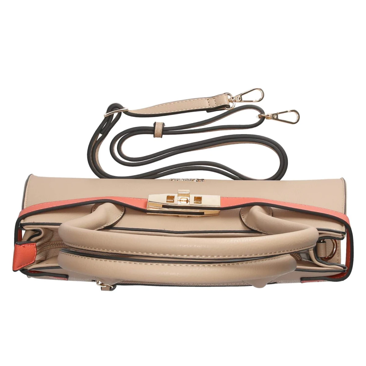 Schultertasche - taupe/coral