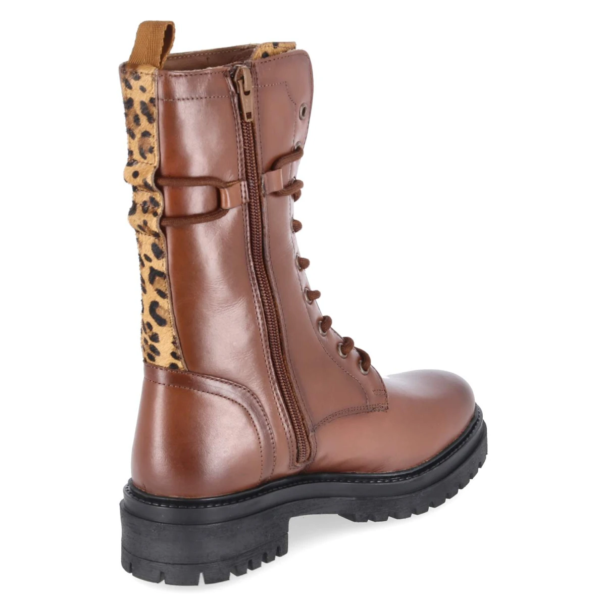Schnürstiefel - Cognac/Leopard